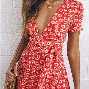 Lulu’s Garden Explorer Red Floral Print Mini Dress